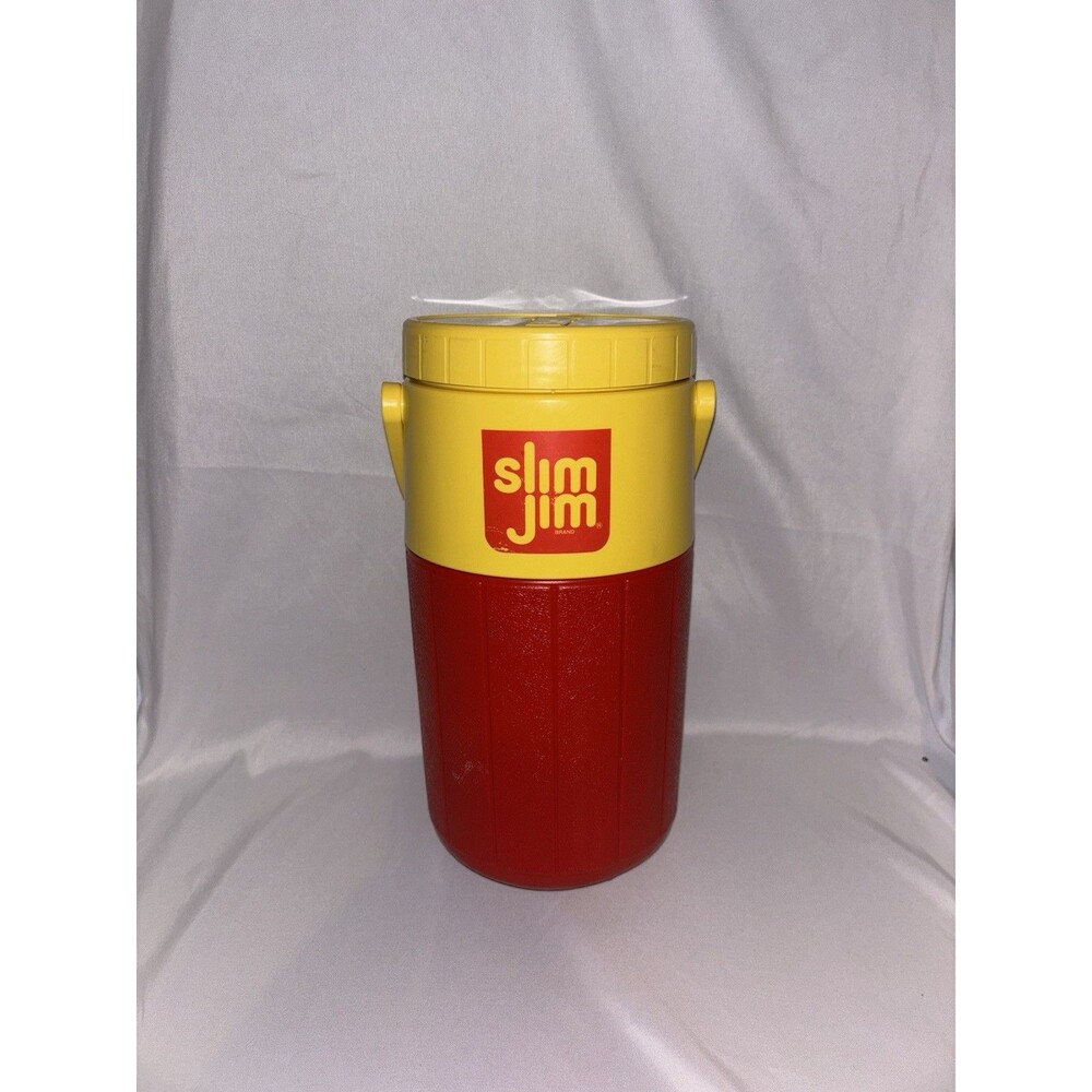 Vintage Coleman 5590 Half Gallon Water Jug Cooler Slim Jim Branded Yellow Red